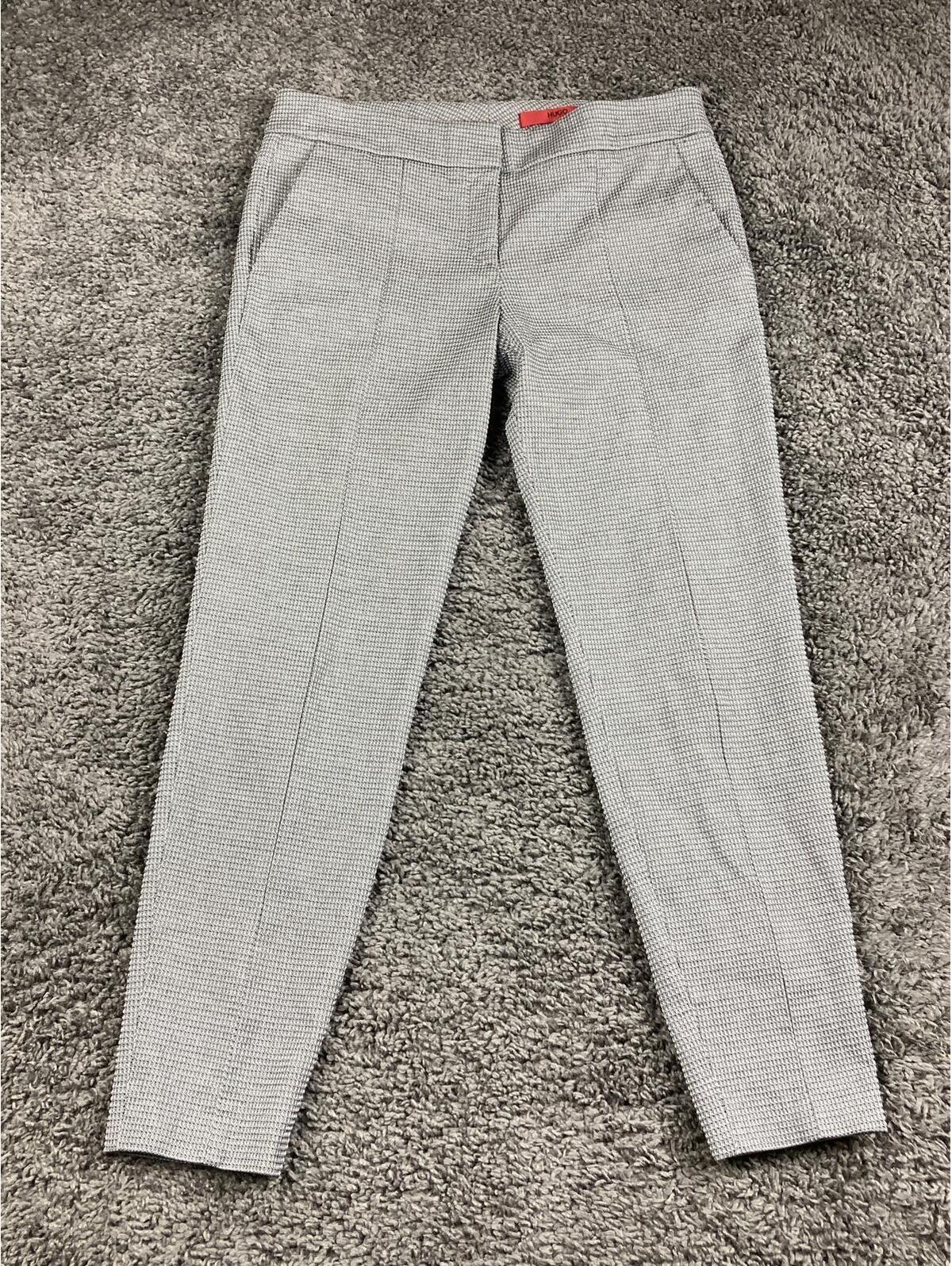 Hugo Hugo Boss Hevas Slim Fit Dress Pants Women’s 6 Grey Micro Check Cropped